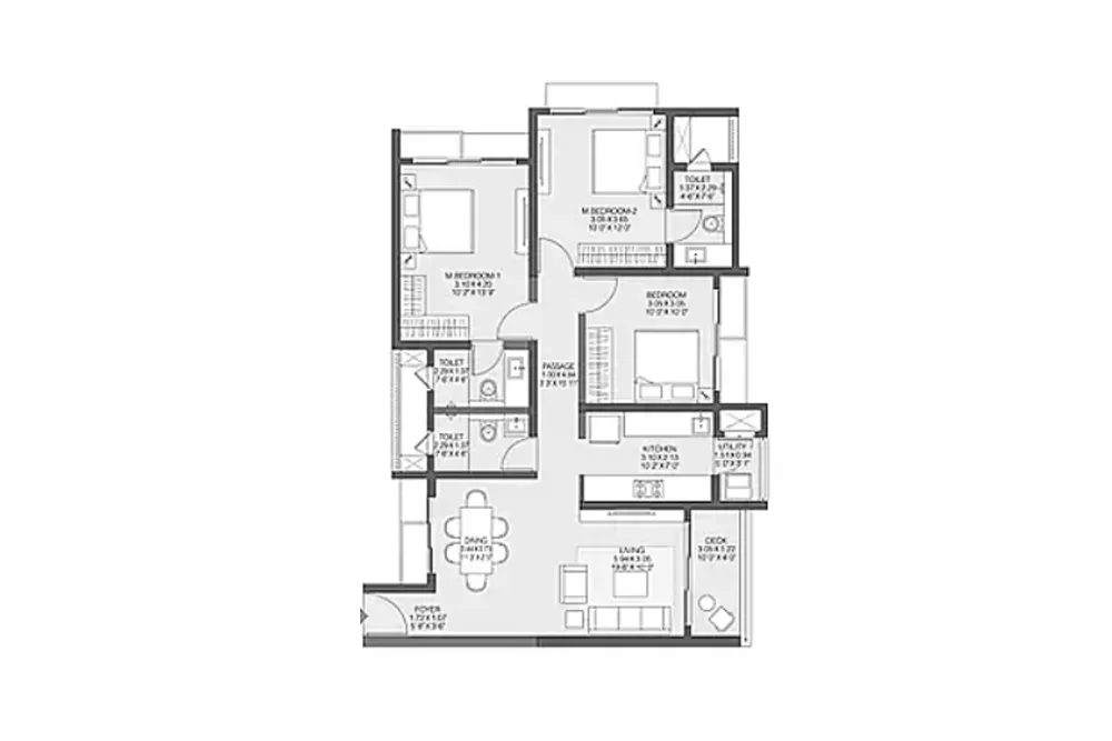 3 BHK Floor Plan